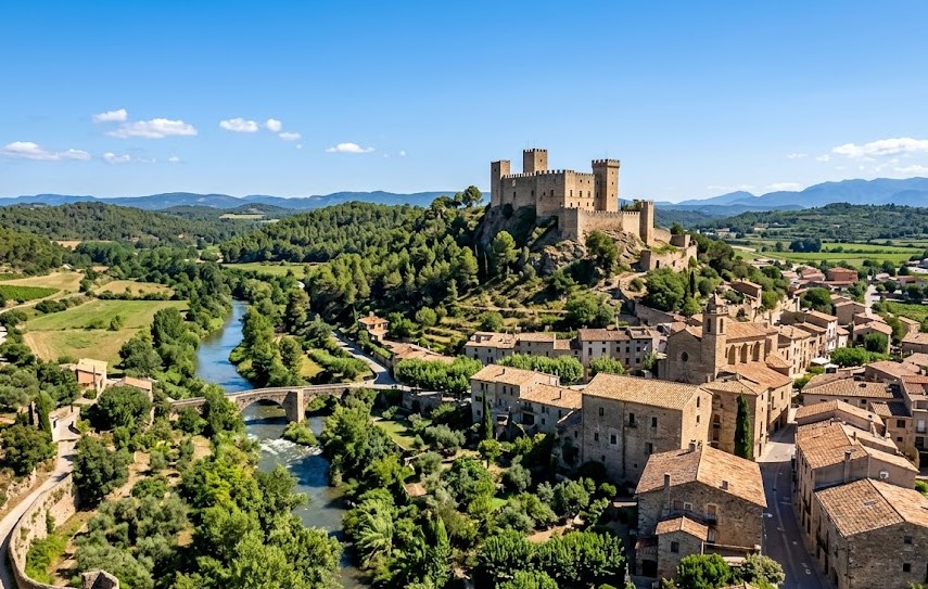 Vista del Castillo de Balsareny y el entorno natural del Llobregat